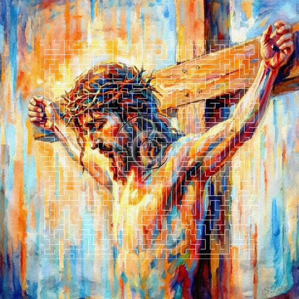 La Grâce de Jésus-Christ (60x60) cm — Art numérique par Steve Deleris, Toulon