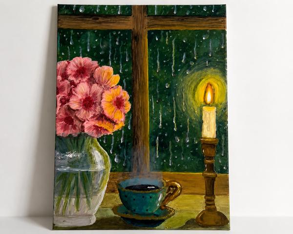Parfum de fleurs, parfum de café — Acrylic sur canva par Alae Salmi