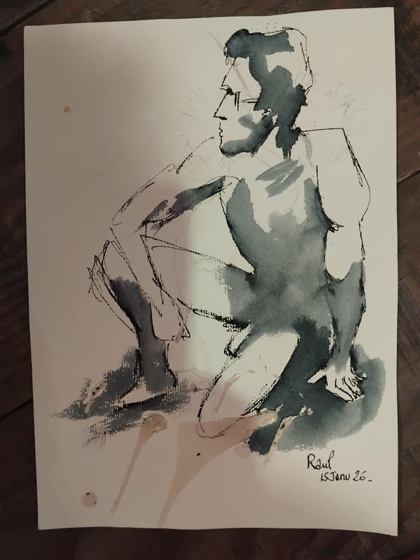 Raul 15 Janvier (1) — Acrylic on paper by Florence De martino, NAGES