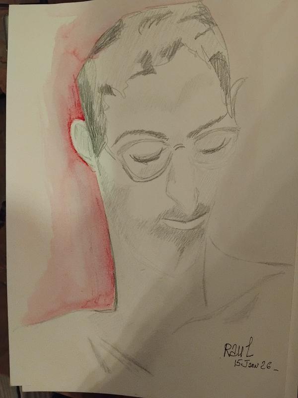 Raul 15 Janvier (3) — Acrylic on paper by Florence De martino, NAGES