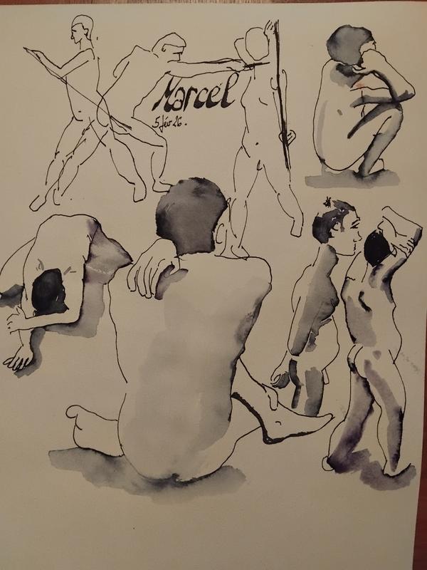 Marcel 5 FéVrier (2) — Acrylic on paper by Florence De martino, NAGES