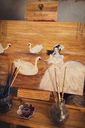 Rêverie au lac doré — Acrylique sur toile