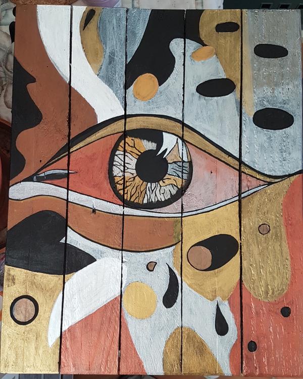 Œil marron — Acrylique par Sandra Chevassus