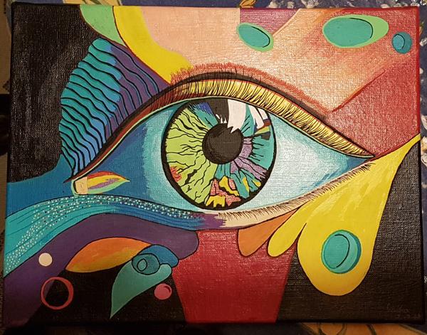 Œil azur — Acrylique par Sandra Chevassus