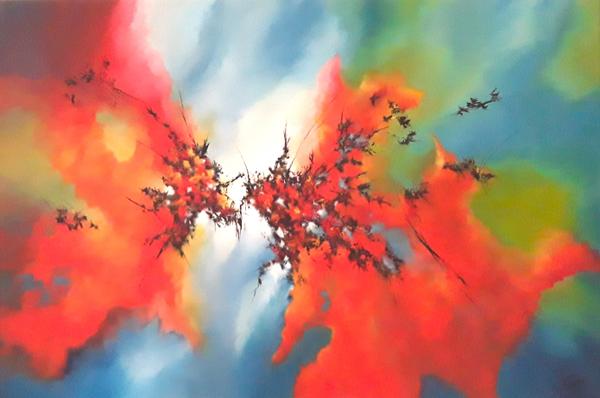 DIASKY 150X100 — Acrylic on canvas by Virginie Segers, MONTCABRIER LOT