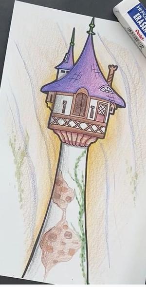 Dessin raiponce — Crayon graphite