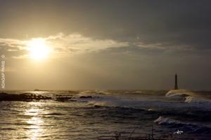 Coucher de soleil sur le phare de Goury Cap de la Hague — Photographie numérique