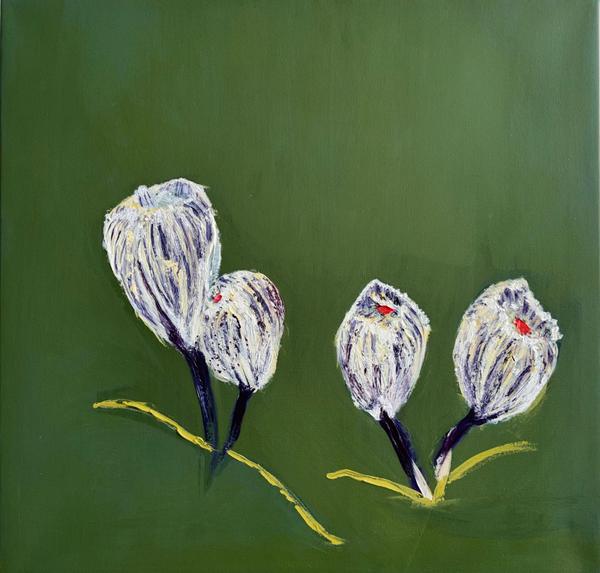 Crocuses, Huntington Castle, Carlow — Acrylic on canvas by Maeve Kneafsey, Dublin