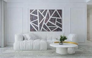 tensions fragmentée 50×70cm — peinture acrylique et peinture argenté brillantes