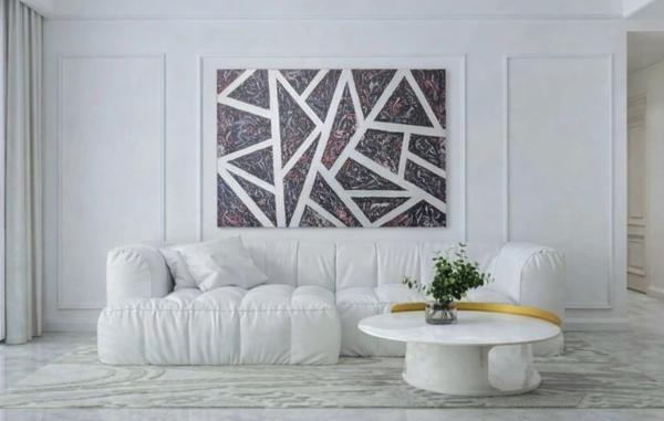 tensions fragmentée 50×70cm — peinture acrylique et peinture argenté brillantes by Milla FAHMI, Strasbourg