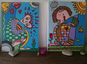 Coeur Hérisson et Apaisement — Acrylique sur toile