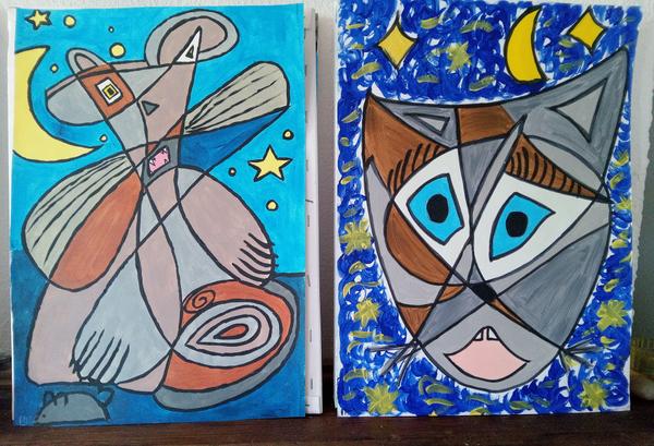 Chats — Acrylic on paper by CubismishArt, Dieppe