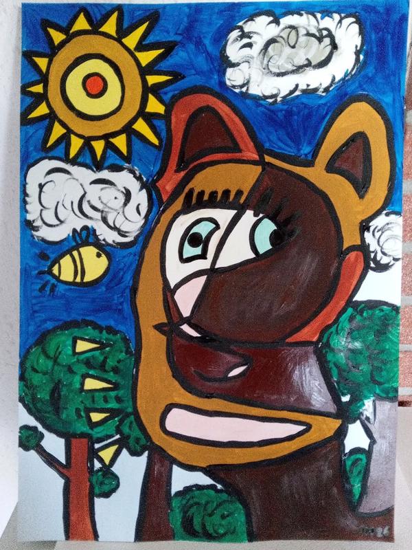Abeille Ours — Acrylic on paper by CubismishArt, Dieppe