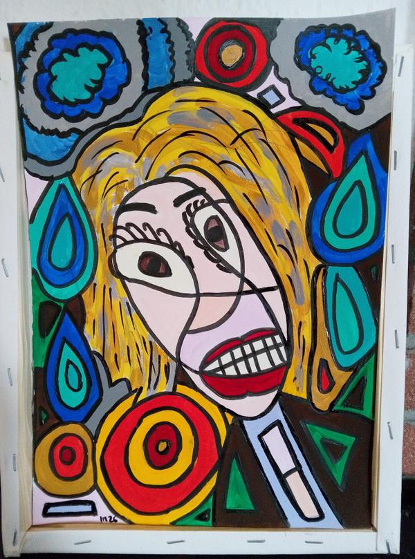 Sous la Pluie — Acrylic on paper by CubismishArt, Dieppe