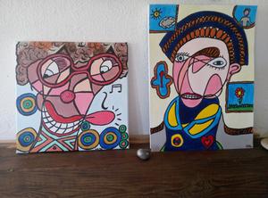 Le Clown et l'Empereur — Acrylique sur toile