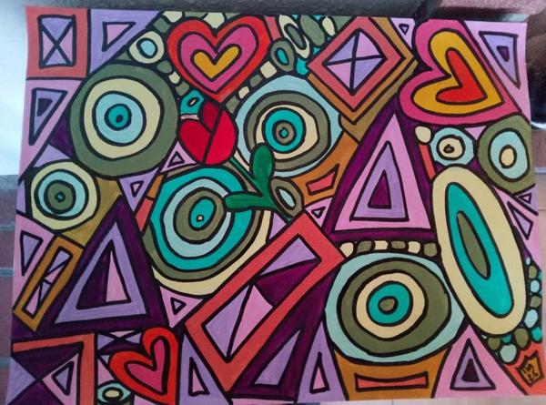 Coeurs — Acrylic on paper by CubismishArt, Dieppe