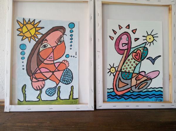 Sous et sur L'Eau — 紙にアクリル 制作 CubismishArt