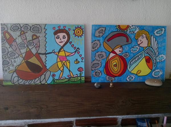 Enfer et Paradis — 紙にアクリル 制作 CubismishArt