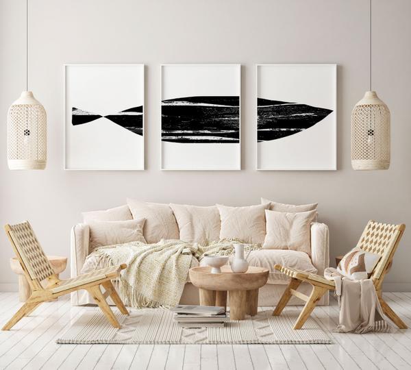 poisson — acrylique -3x 50x65 par Eric Lisbonis