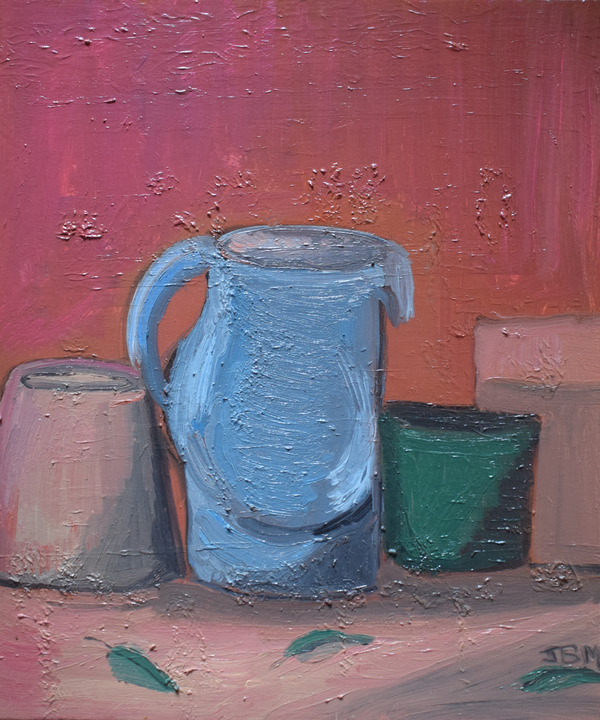 Les pots ( hommage à Morandi ) — Huile sur toile par Jean-Baptiste Moreno, PARIS