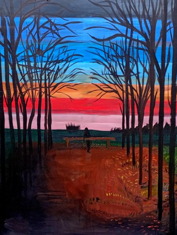 Prisme au parc — Huile sur toile par Jean-Baptiste Moreno, PARIS