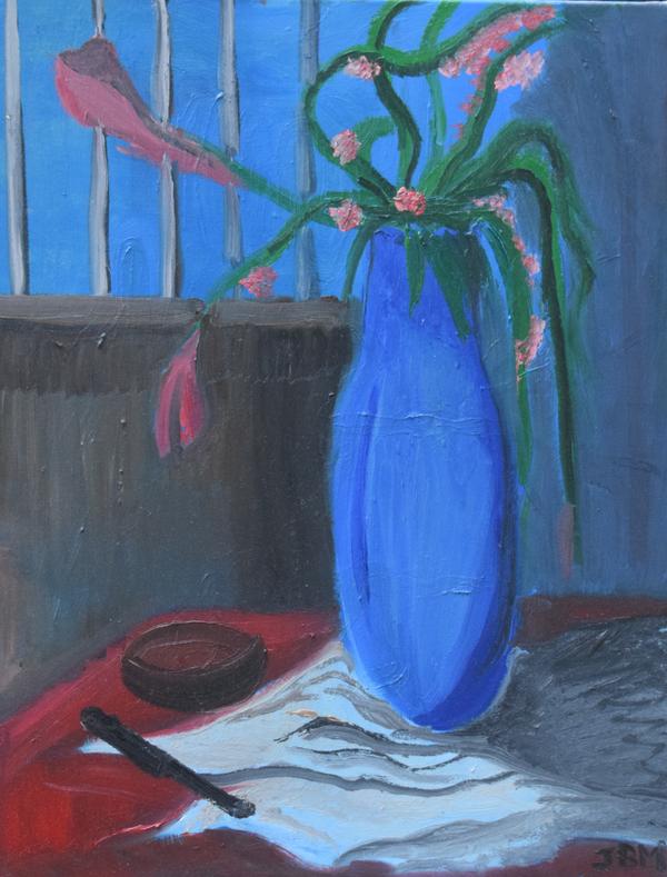 Le vase bleu — Huile sur toile par Jean-Baptiste Moreno, PARIS